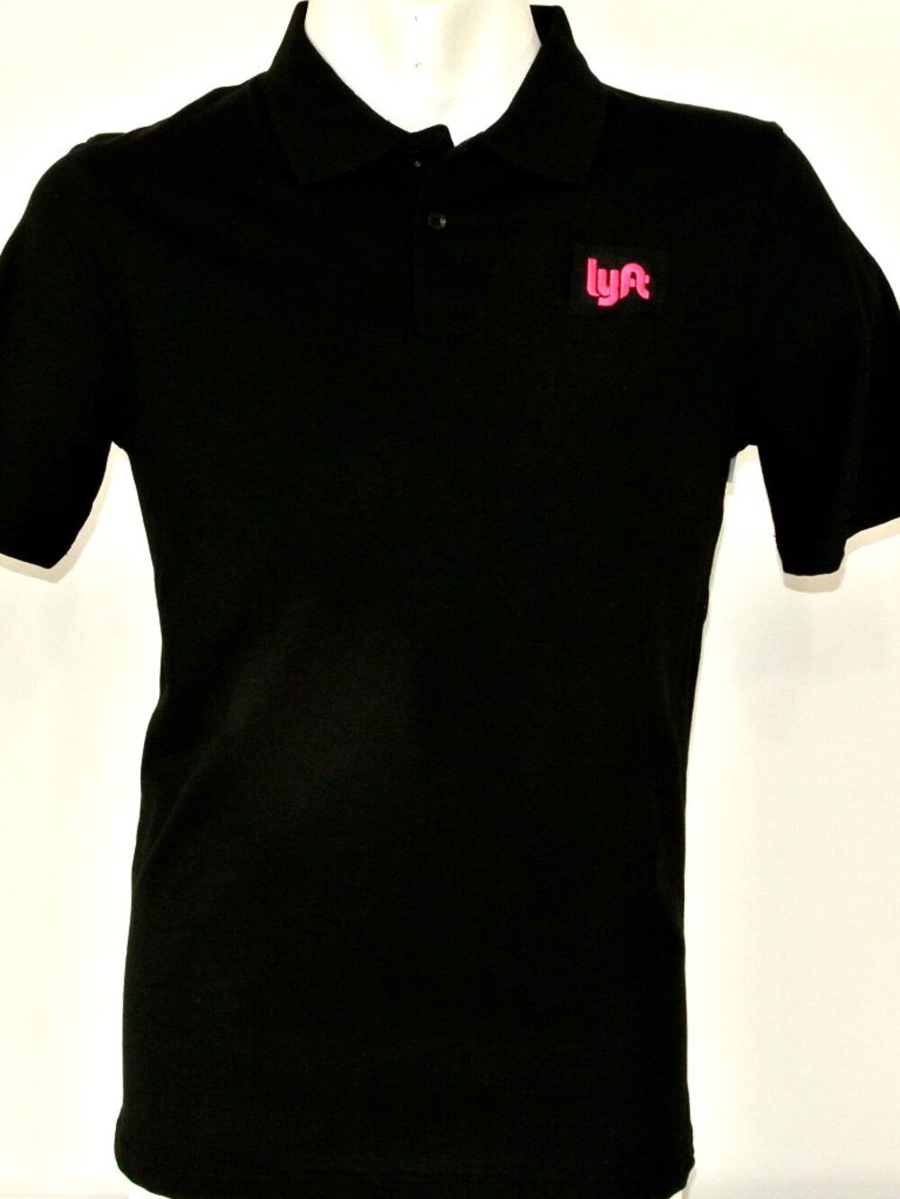LYFT Ride Share Employee Uniform Polo Shirt Black Size XL